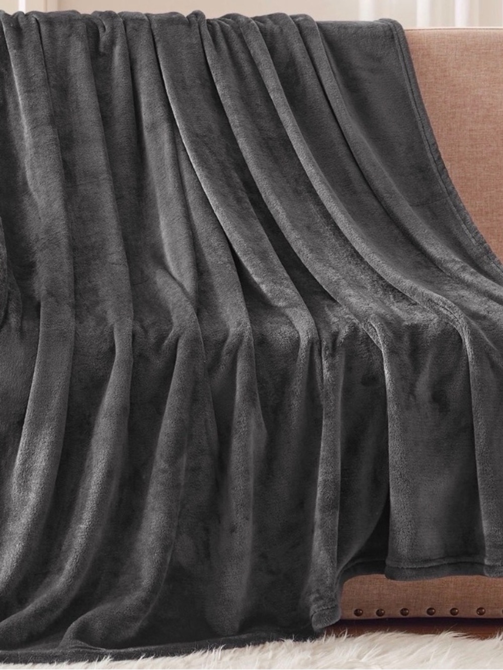 luxurious charcoal throw blanket